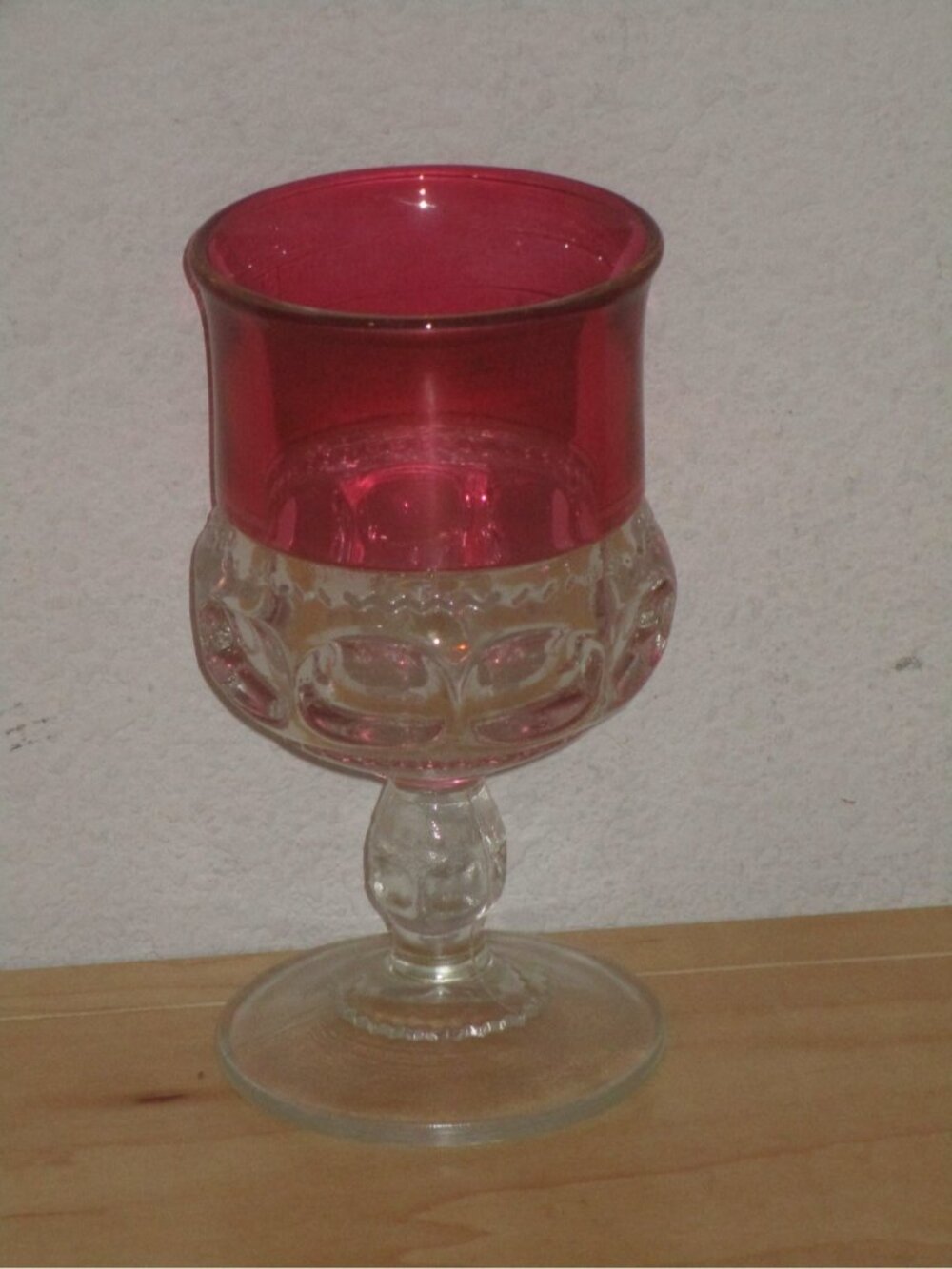 Tiffin Franciscan King's Crown Thumbprint Ruby Red Rim Goblet Glass Rim Goblet